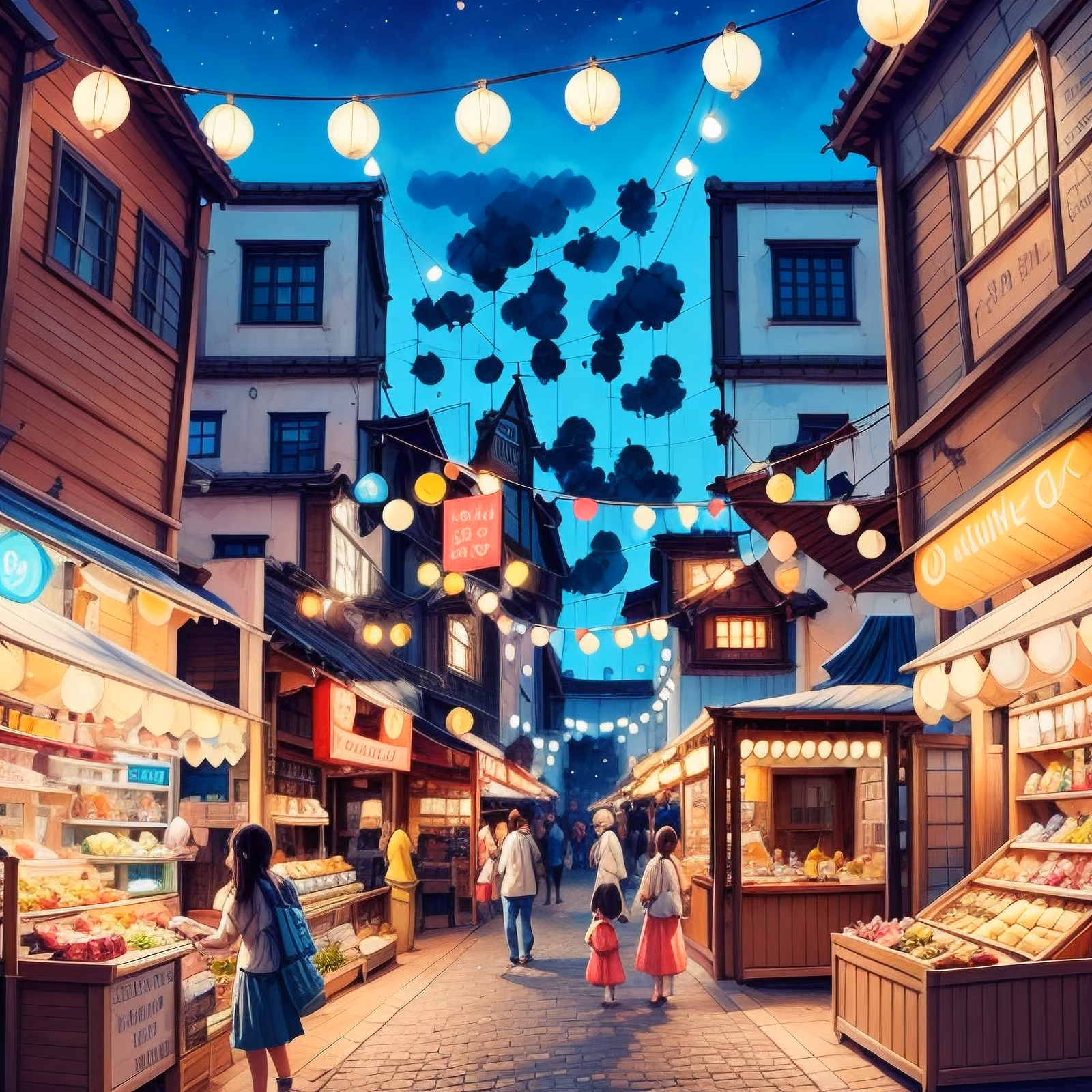 Night Market Street Gouache QR Code Poster — image 1