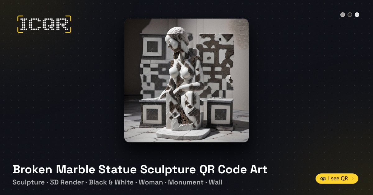 Broken Marble Statue Sculpture QR Code Art • ICQR