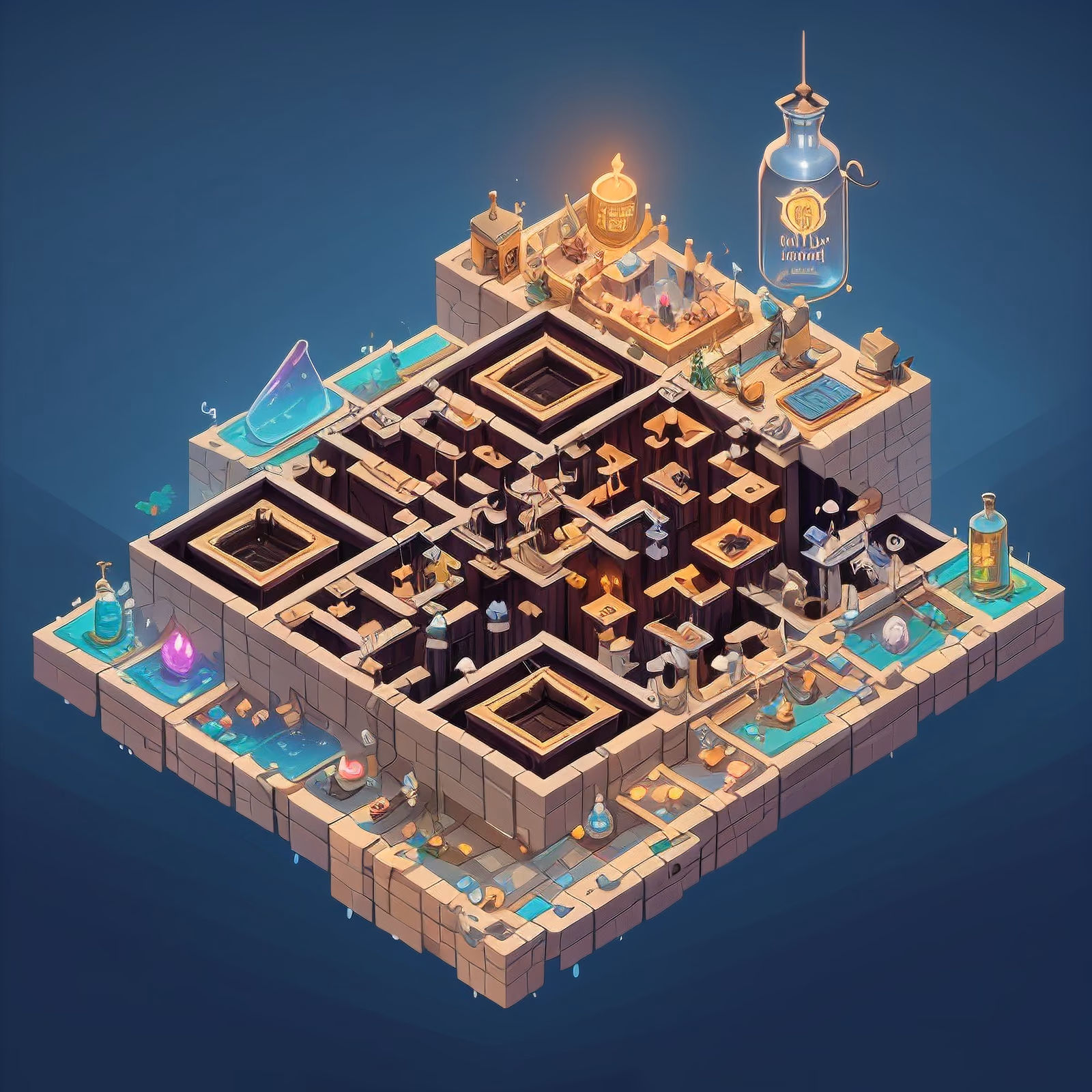 Isometric Potion Brewery Fantasy QR Code for Posters — image 1