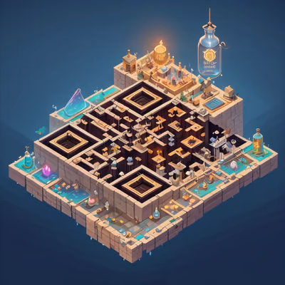 Isometric Potion Brewery Fantasy QR Code for Posters — image 1