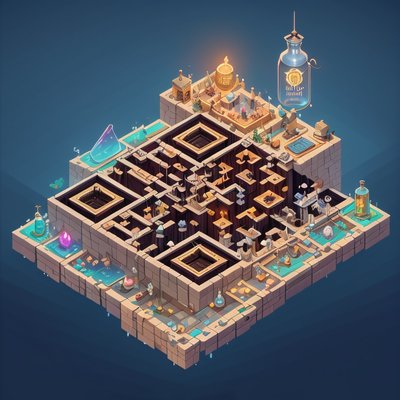 Isometric Potion Brewery Fantasy QR Code for Posters