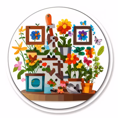 Gardening Flower Pots Vector QR Code for Stickers — image 1