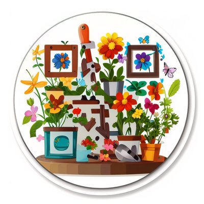 Gardening Flower Pots Vector QR Code for Stickers
