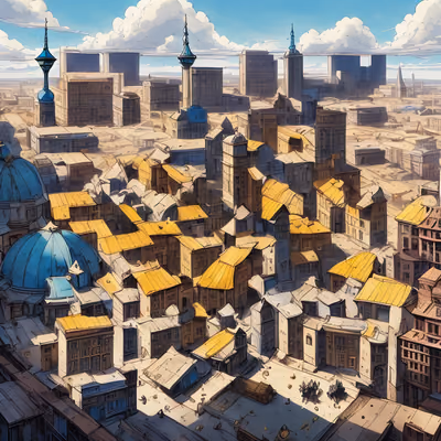 Aerial City Rooftops Comic Style QR Code for Posters — image 1