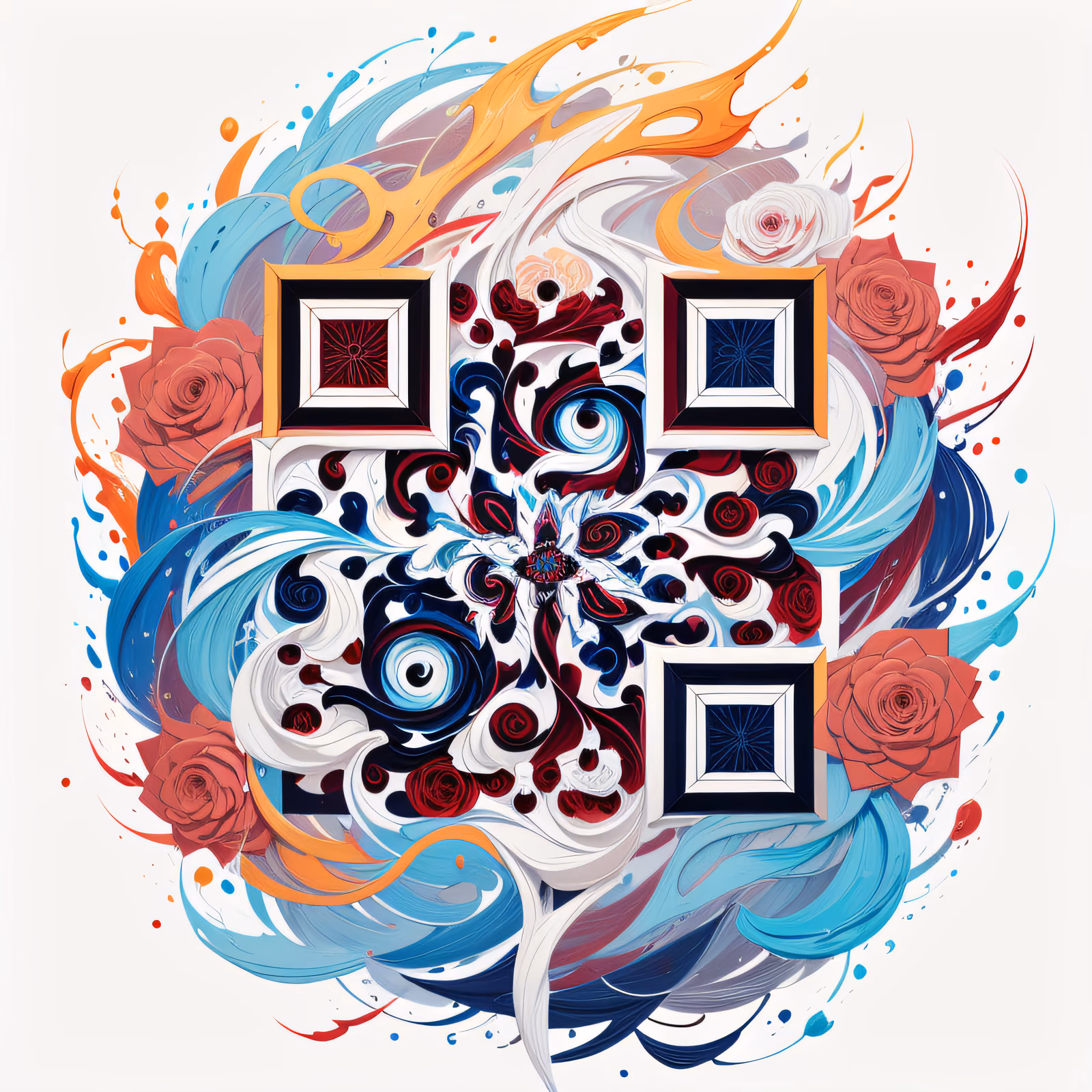 Swirling Red Rose Mandala QR Code Art — image 1