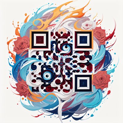 Swirling Red Rose Mandala QR Code Art