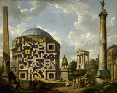 Roman Ruins Capriccio Oil Painting QR Code Art