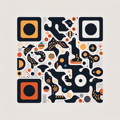 Каракули-птицы в плоской векторной графике: QR-код для упаковки