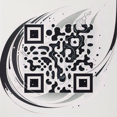 Melting Ice Cream Galaxy Tattoo QR Code for Temporary Tattoos