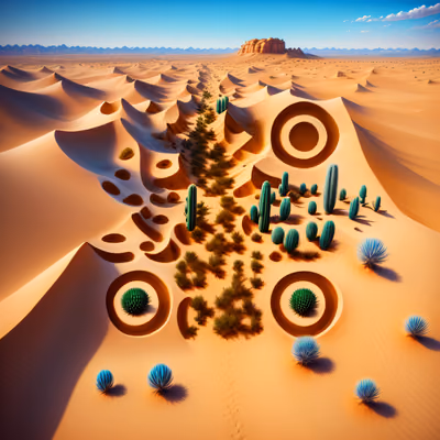 Desert Dunes Cactus Digital Painting Landscape QR Code Art — image 1