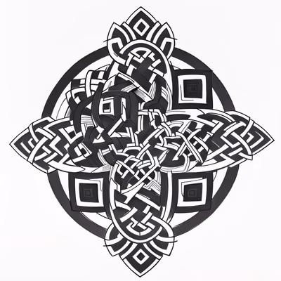 Кельтский узел в круге: QR-код в виде эмблемы для временных тату — изображение 1