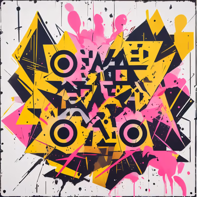 Pink Yellow Graffiti Lettering Abstract QR Code for Stickers — image 1