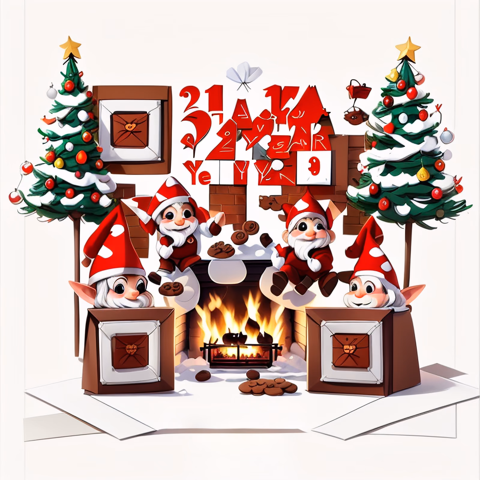 Gnomes Baking Cookies Christmas Cartoon QR Code for Greeting Cards — image 1