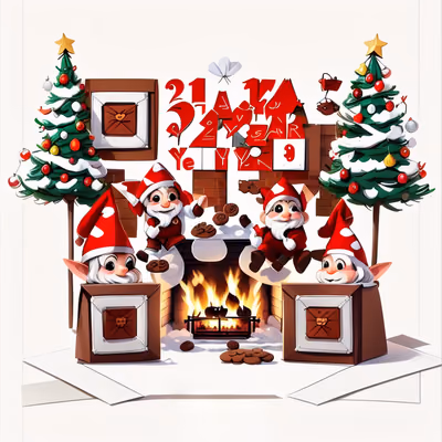 Gnomes Baking Cookies Christmas Cartoon QR Code for Greeting Cards — image 1