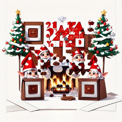 Gnomes Baking Cookies Christmas Cartoon QR Code for Greeting Cards