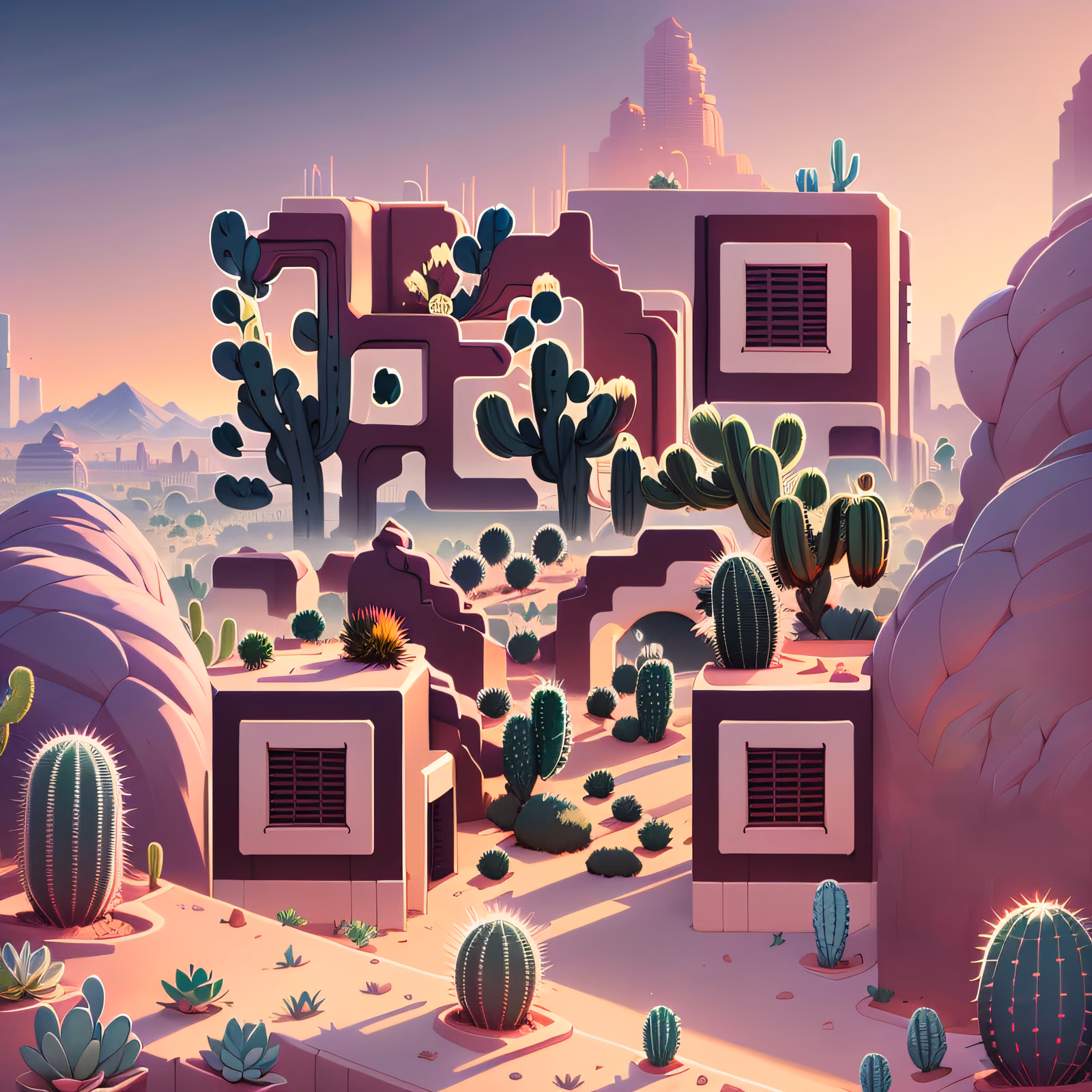 Desert City Cactus Game Art QR Code for Posters — image 1