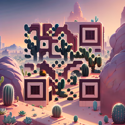 Desert City Cactus Game Art QR Code for Posters — image 1