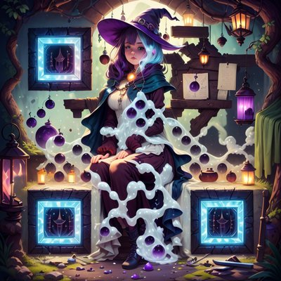Witch With Potions Fantasy QR Code Art