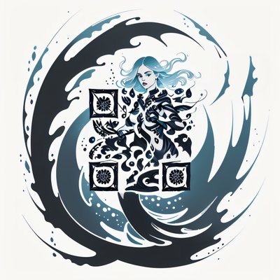 Воин-русалка тушью: QR-код для временной татуировки