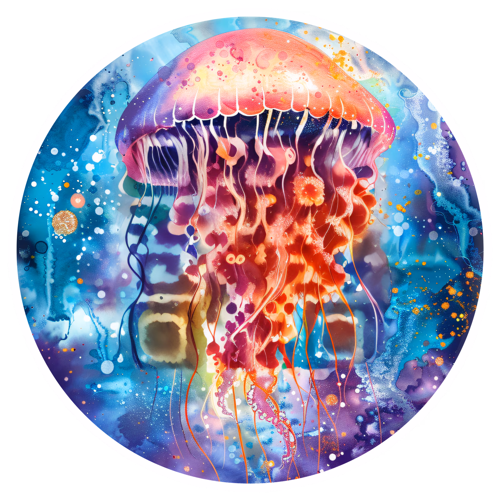 Jellyfish Watercolor QR Code for Stickers — image 1