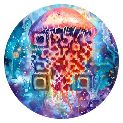 Jellyfish Watercolor QR Code for Stickers