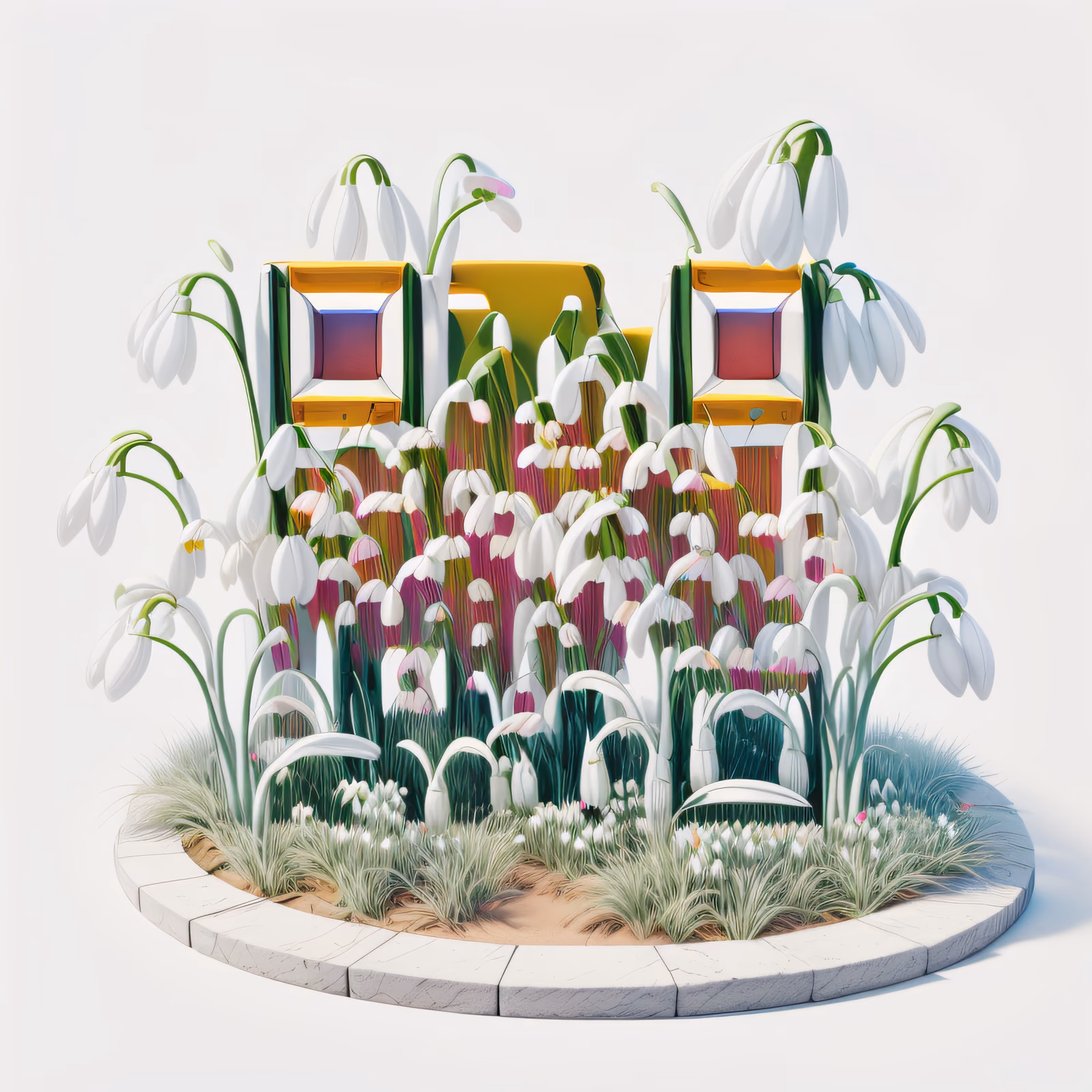 雪花莲花坛3D渲染二维码设计,适用于包装 — 图片 1