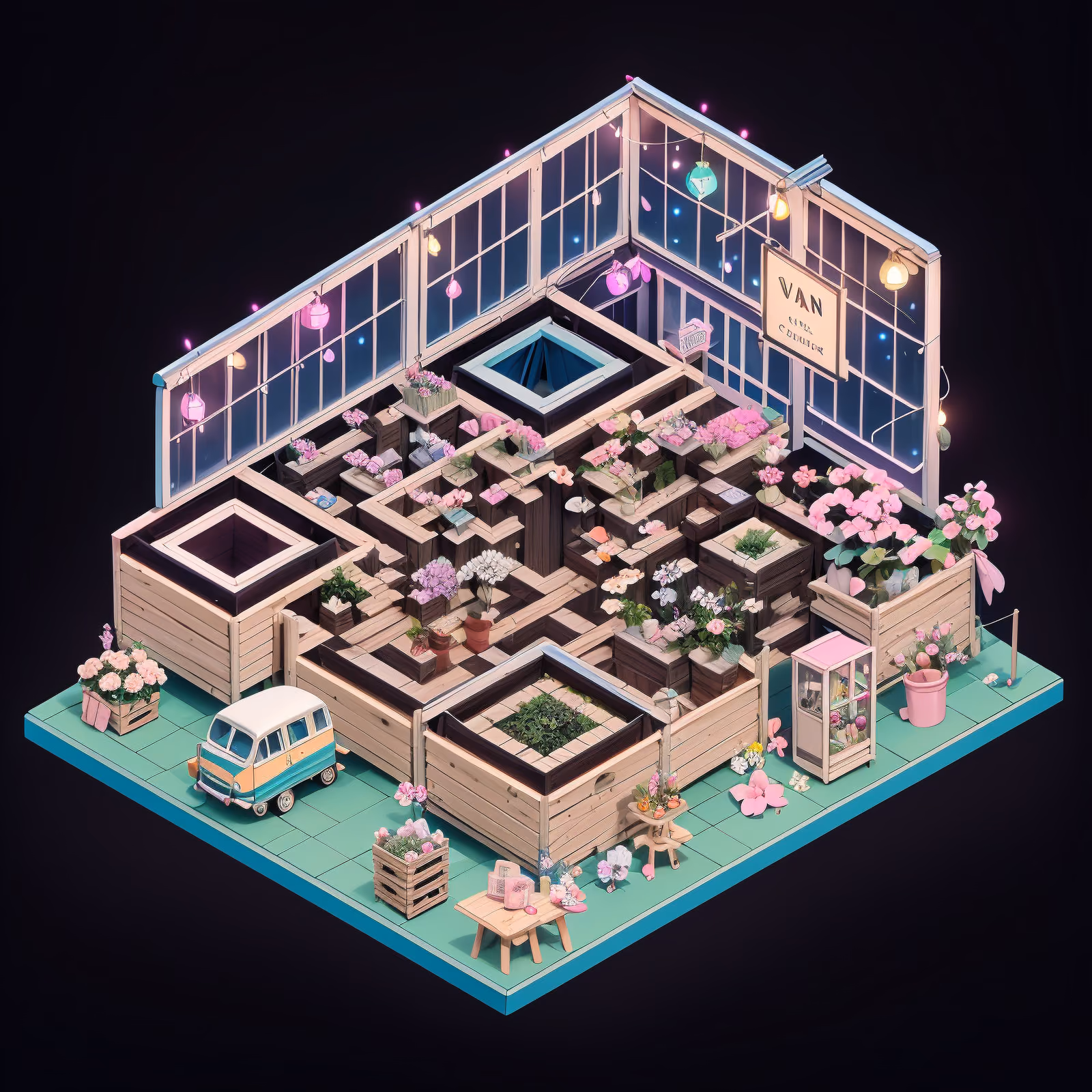 Isometric Flower Shop Diorama QR Code for Storefront Displays — image 1