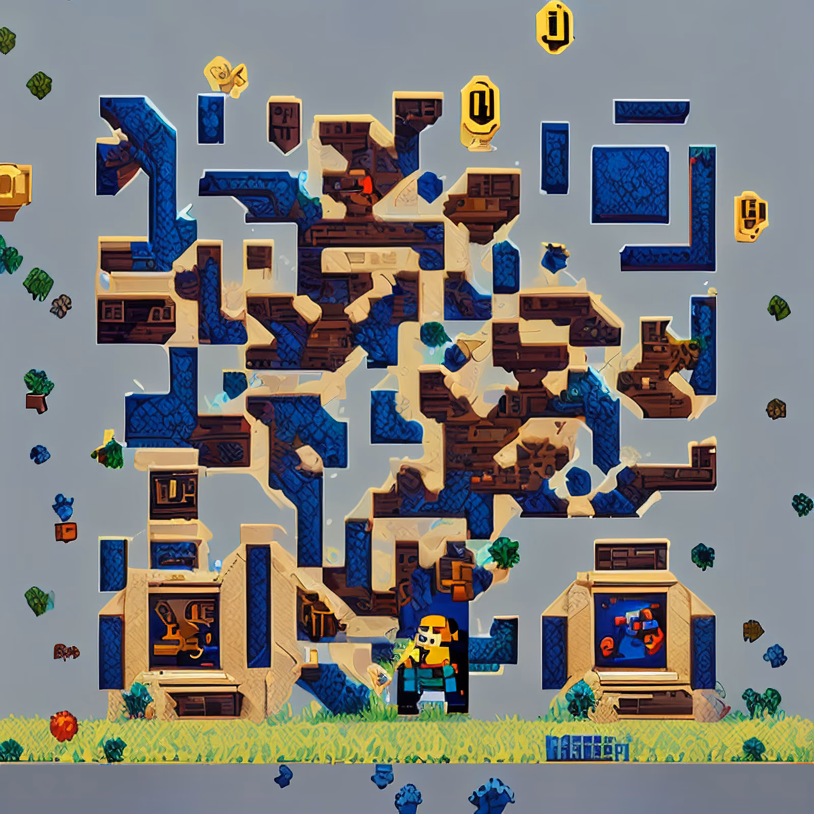 Pixel Art Arcade Scene QR Code for Posters — image 1