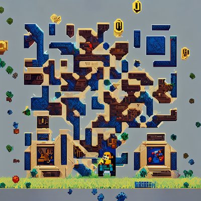 Pixel Art Arcade Scene QR Code for Posters