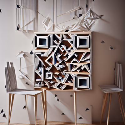 Origami Cabinet Interior QR Code Art — image 1