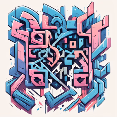 Pink Blue Graffiti Lettering QR Code for Stickers — image 1