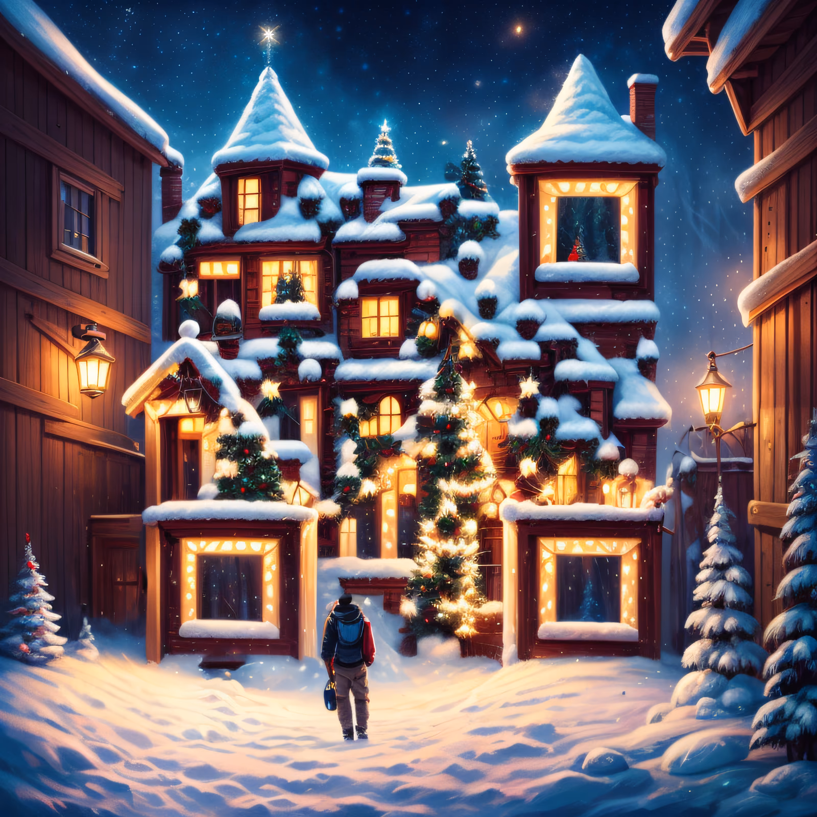 Snowy Christmas House Fantasy QR Code for Greeting Cards — image 1