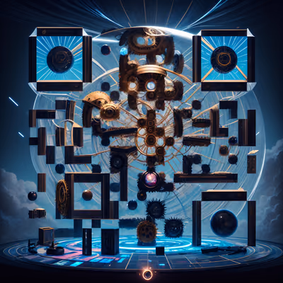Clockwork Gear Sphere 3D QR Code for Posters — image 1