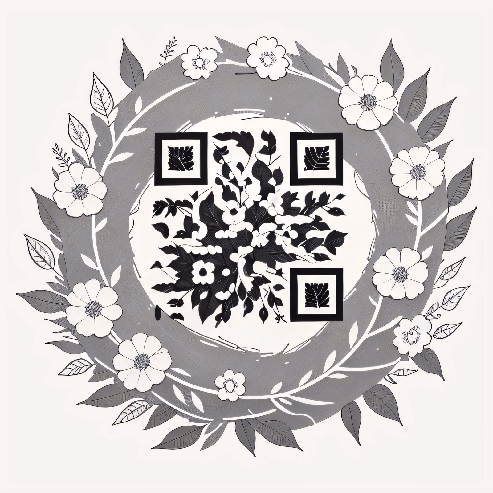Floral Laurel Wreath Ink QR Code for Temporary Tattoos — image 1