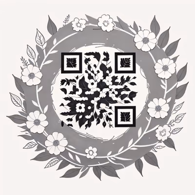 Floral Laurel Wreath Ink QR Code for Temporary Tattoos — image 1