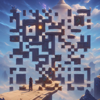Floating Sky City Game Concept QR Code for Posters — image 1