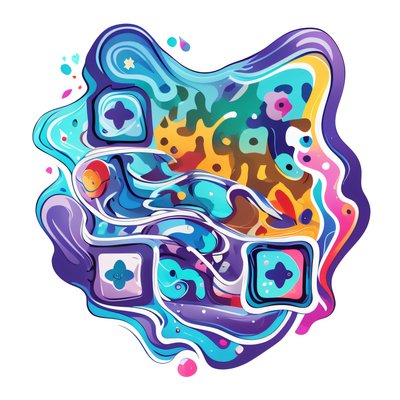 Flowing Wave Abstract Vector QR Code for Stickers