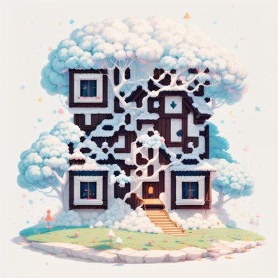 Cotton Candy Tree House 3D QR Code for Posters
