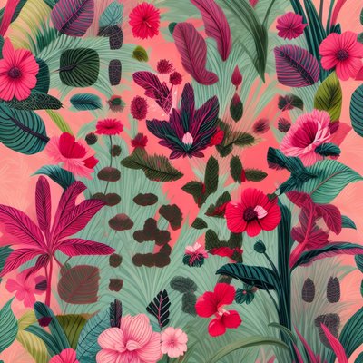 Pink Jungle Flowers Vector QR Code Art