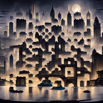 Night City Skyline Comic Style QR Code for Posters — image 1