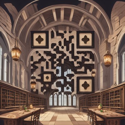 Vaulted Library Hall Vector QR Code for Stickers