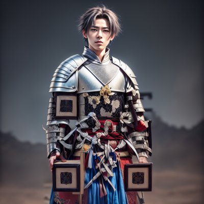 Samurai Knight Armor Portrait QR Code for Posters