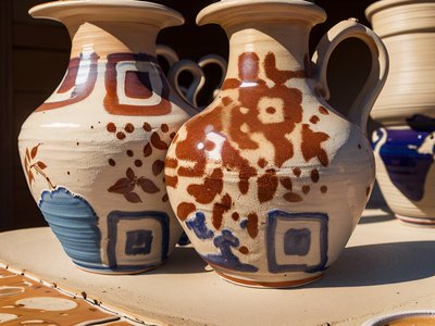 Glazed Ceramic Jugs Photographic QR Code Art