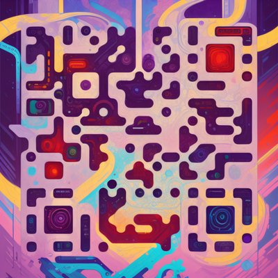 Красочный абстрактный киберпанк: QR-код для постеров