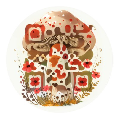Spotted Mushroom Red Flowers QR Code for Stickers