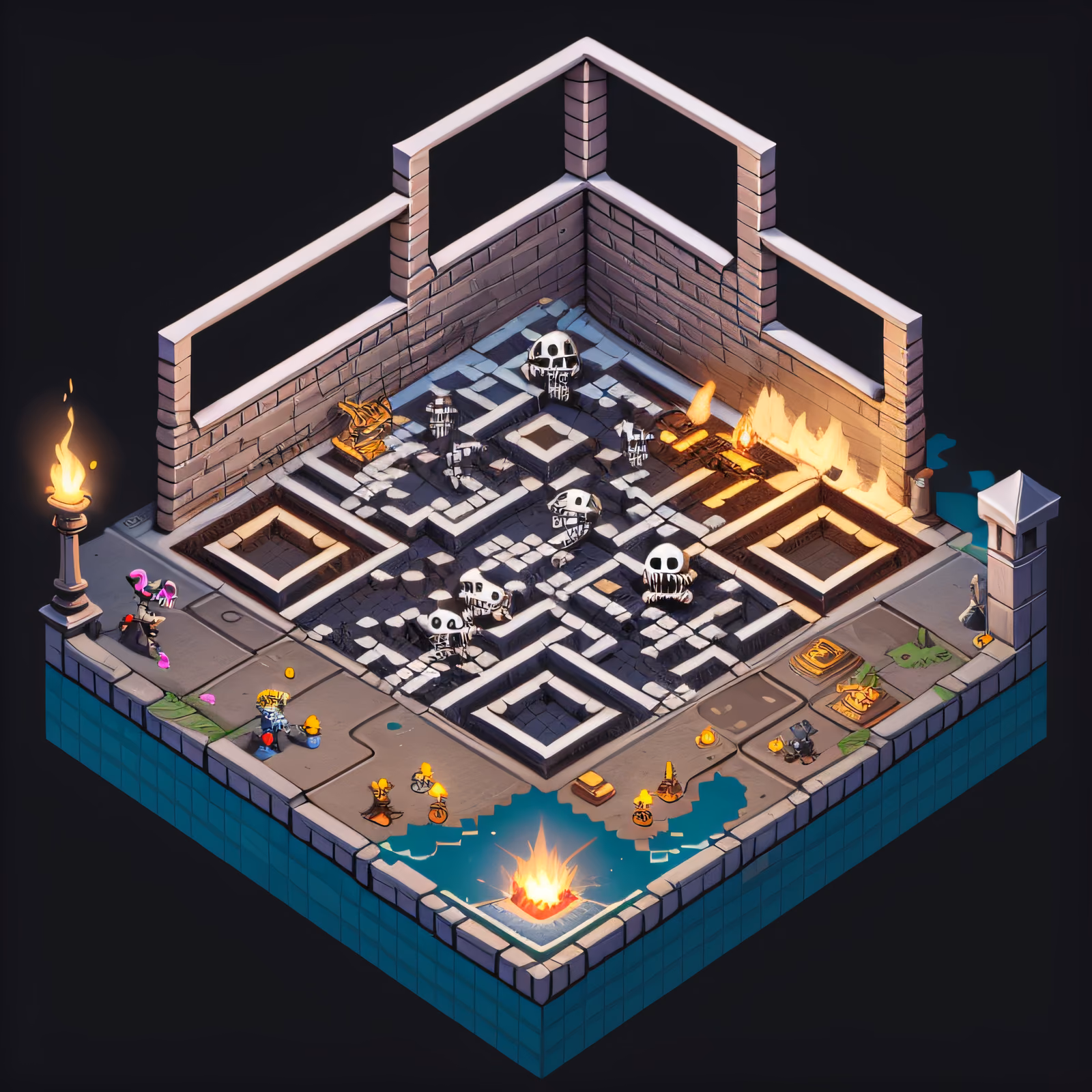Изометрический склеп со скелетами: игровой QR-код для постеров — изображение 1