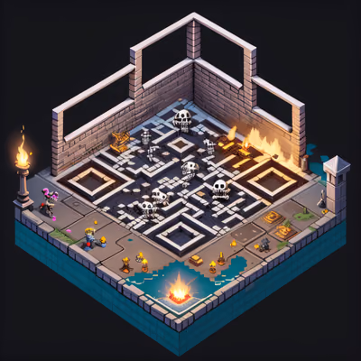 Изометрический склеп со скелетами: игровой QR-код для постеров — изображение 1