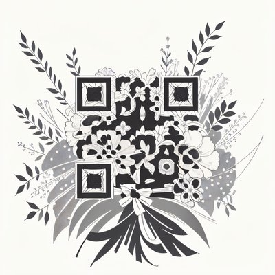 Meadow Flower Bouquet Ink QR Code for Temporary Tattoos