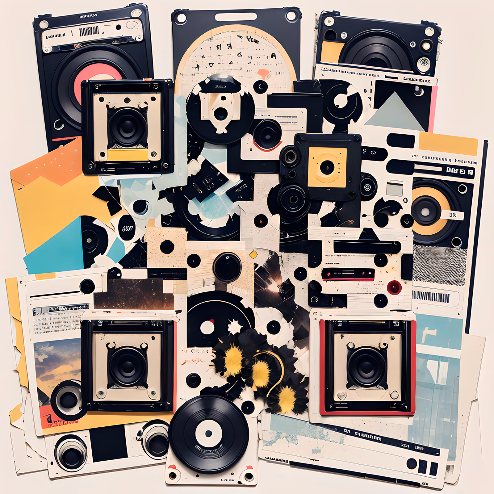 Vinyl Speaker Cassette Collage QR Code for Posters — image 1