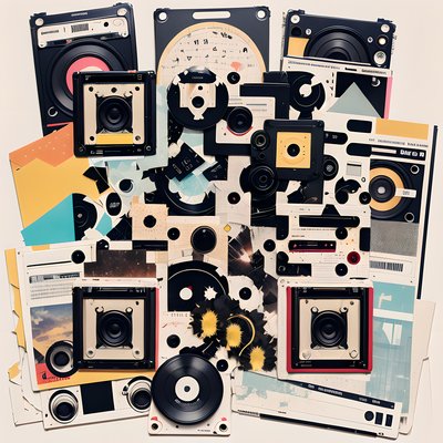 Vinyl Speaker Cassette Collage QR Code for Posters